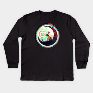 INLE Design Logo - Rabbit Moon Kids Long Sleeve T-Shirt